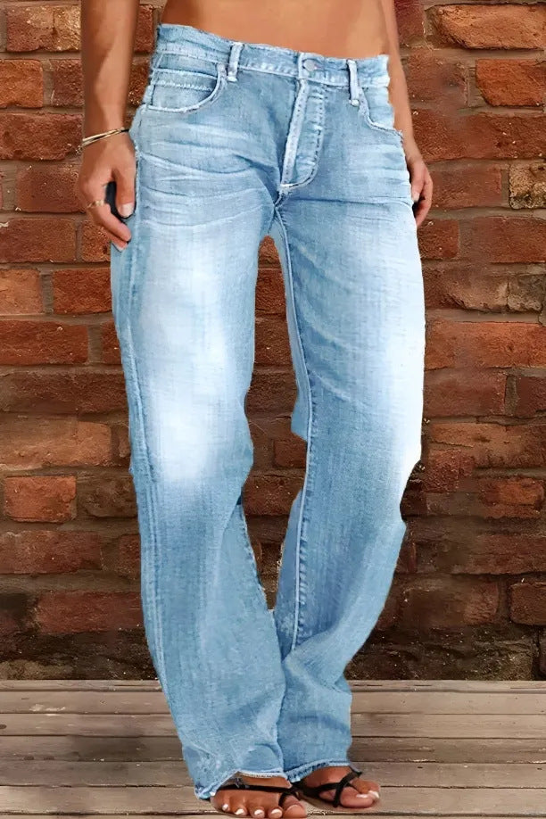 Washed Denim Flared Bootcut Jeans — Image 8