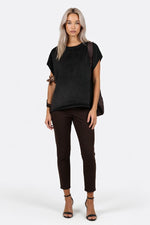 Draped Viscose Tank — Black