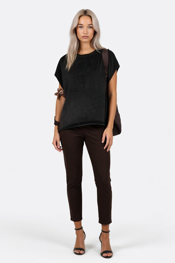 Draped Viscose Tank — Black