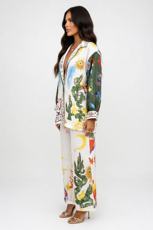 Printed Shirt & Pant Co-ord Set — side view