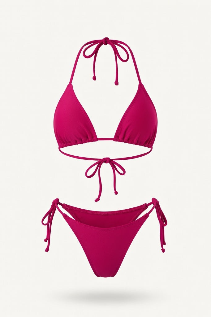 High-Waisted Bikini Set — Burgundy