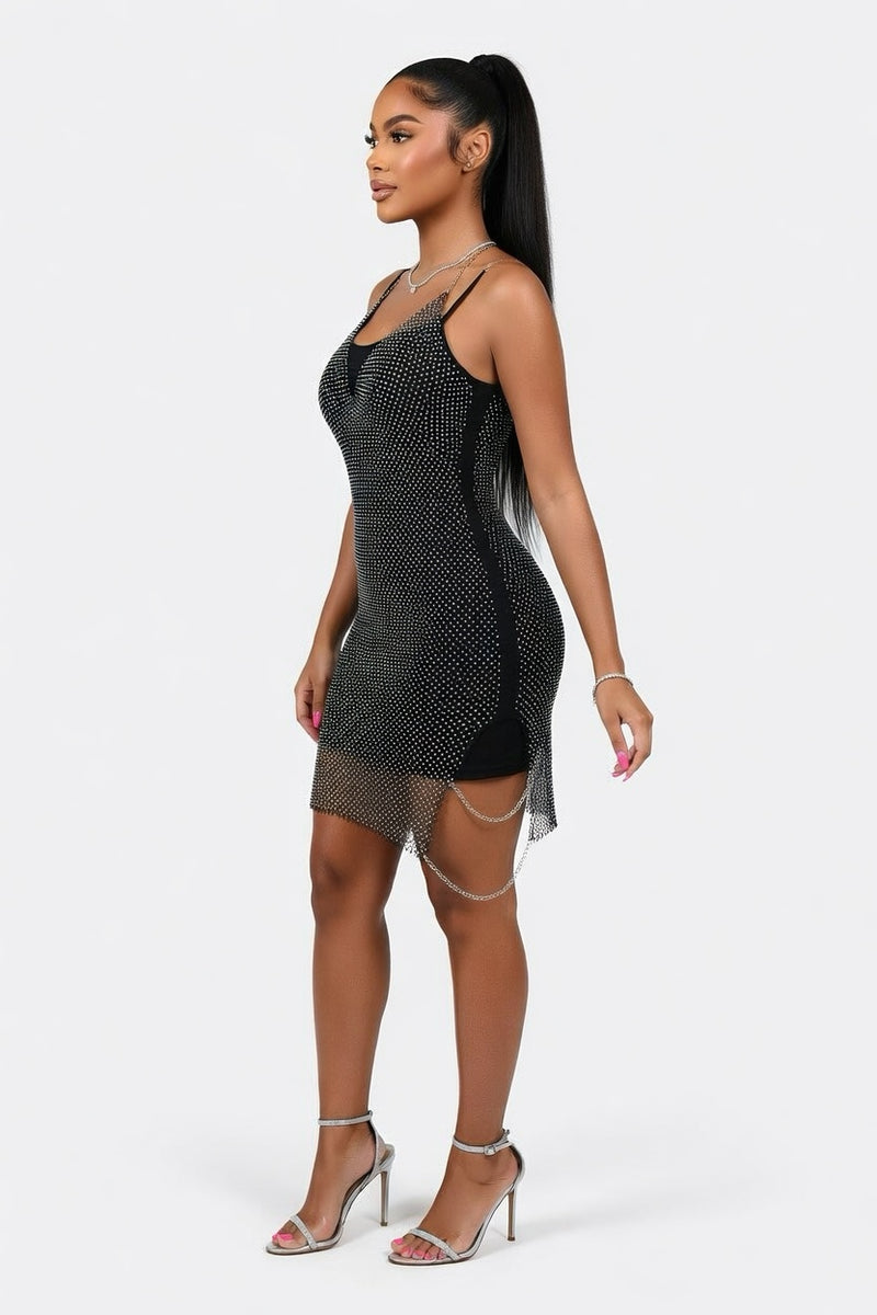 Diamond Halter Backless Dress — side view