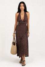 Halter Polka Dot Mini Dress — Burgundy