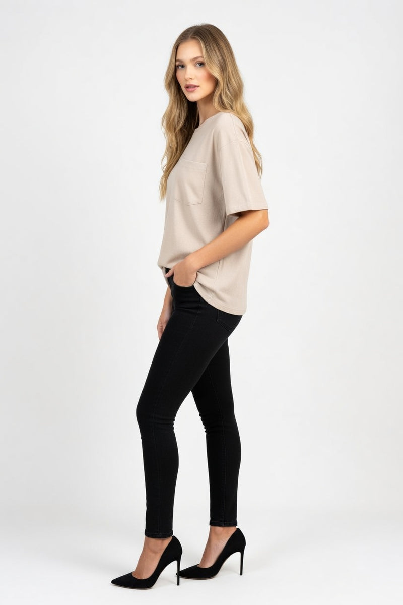 Essential Round Neck Tee — side view
