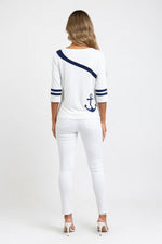 Printed Asymmetric Long Sleeve Top — back view