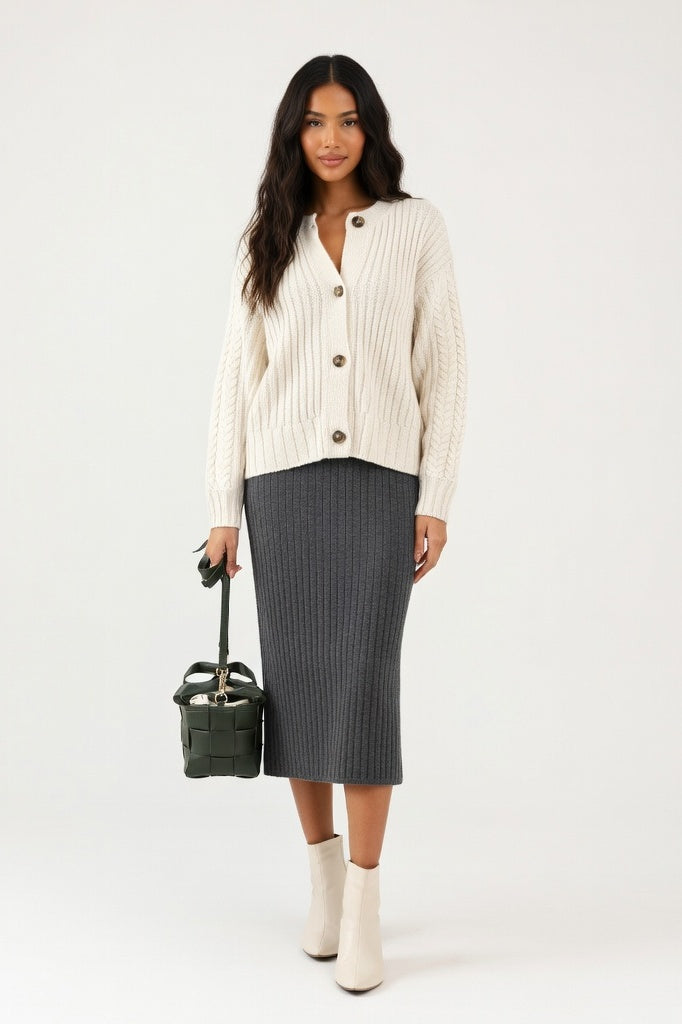 Slit Knit Skirt — Dark Grey