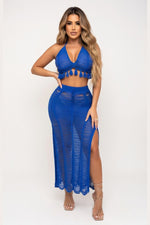Tassel Bandeau & Skirt Co-ord Set — Blue