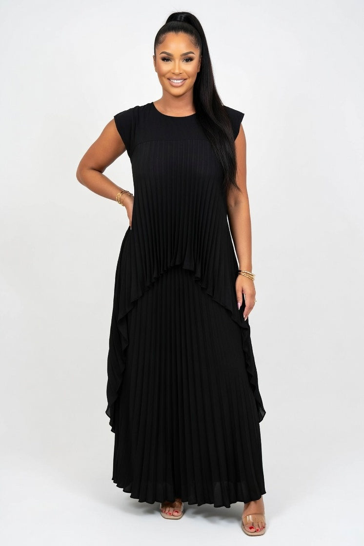 Tailored Top & Pleated Pants Co-ord — Black