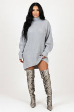 Raglan Sleeve Sweater Dress — Light Grey