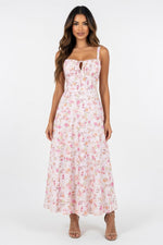 Printed Halter Dress — Orange Pink Floral