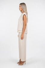 Knitted Co-ord Set Sleeveless Vest + Wide Leg Trousers — side view