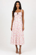 Printed Halter Maxi Dress — Orange Pink Floral