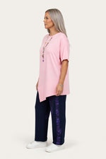 Irregular Cut Mid-Sleeve T-Shirt — side view