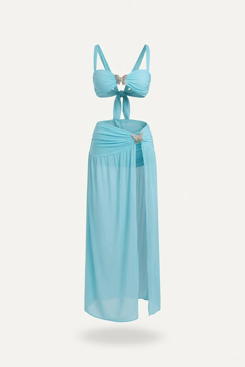 Tube Top Bikini Three-Piece Set — front view