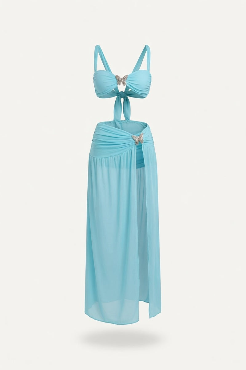 Tube Top Bikini Three-Piece Set — front view