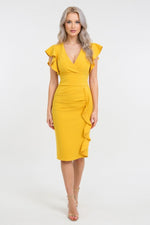 Ruffle V-Neck Mini Dress — Yellow