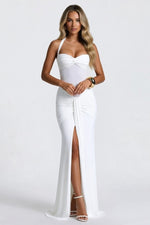 Halter Neck Maxi Dress — White