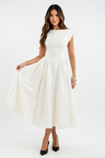 Round Neck Swing Dress — White