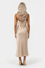 Satin Halter Dress — back view