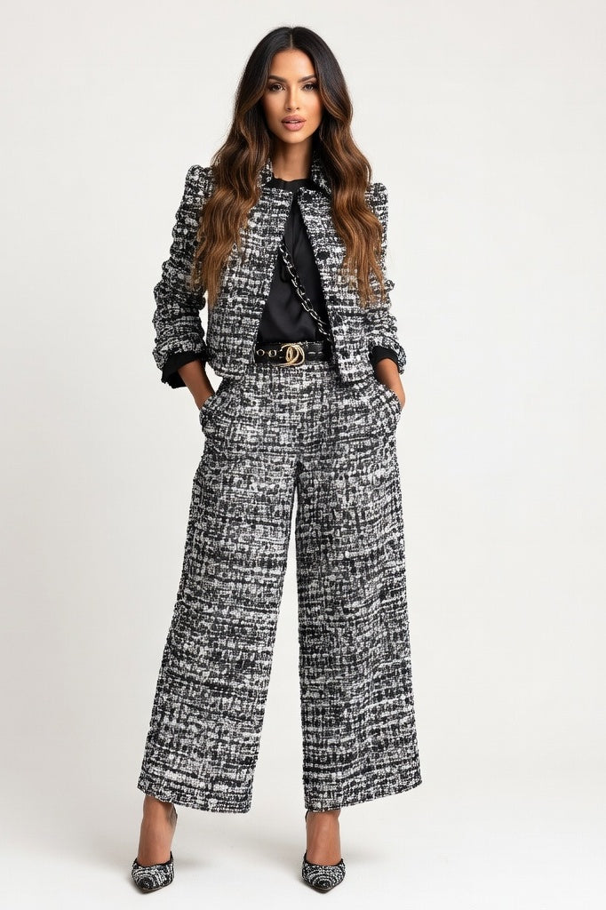Structured Blazer & Wide Leg Trouser Co-ord — Black