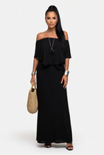 One-Shoulder Midi Dress — Black