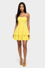 Backless Halter Mini Dress — Yellow