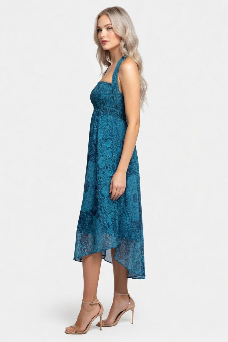 Rose Print Versatile Midi Dress — side view