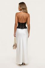Halterneck Lace Insert Bodycon Dress — back view