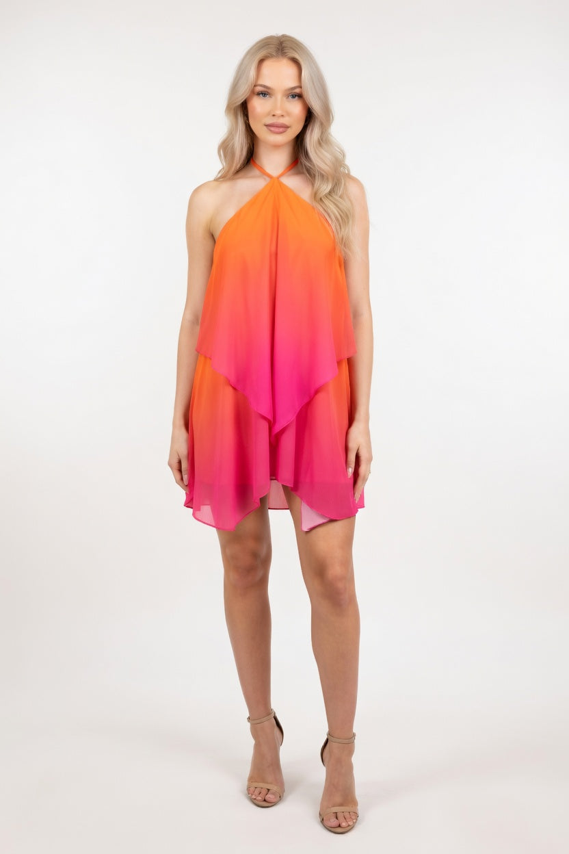 Gradient Halter Mini Dress — front view