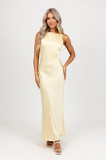 Satin Halter Dress — Apricot