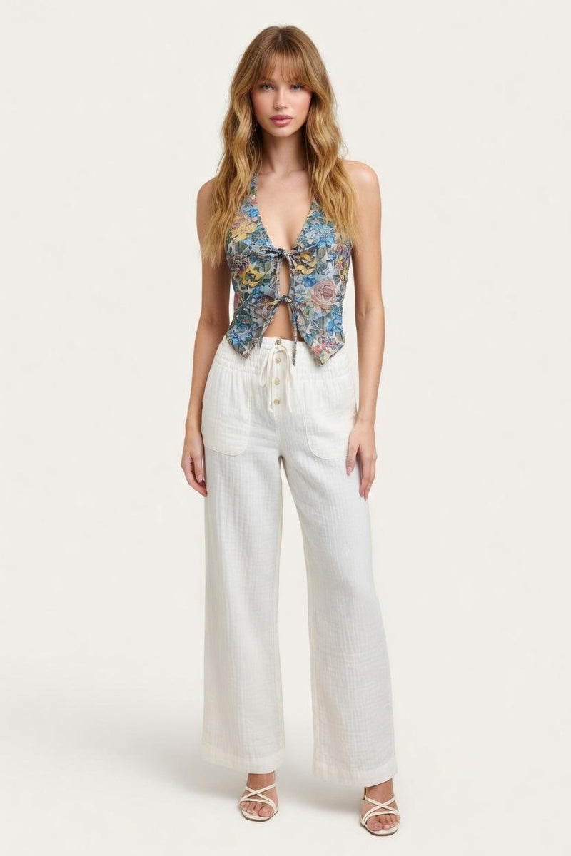 Halter Print Vest Top — front view