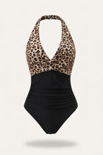 Cross Back Colour Block Swimsuit — Black