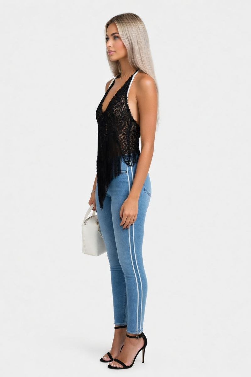 Lace Tassel Top — side view