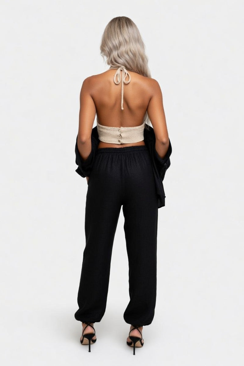 Halter Backless Knit Top — back view