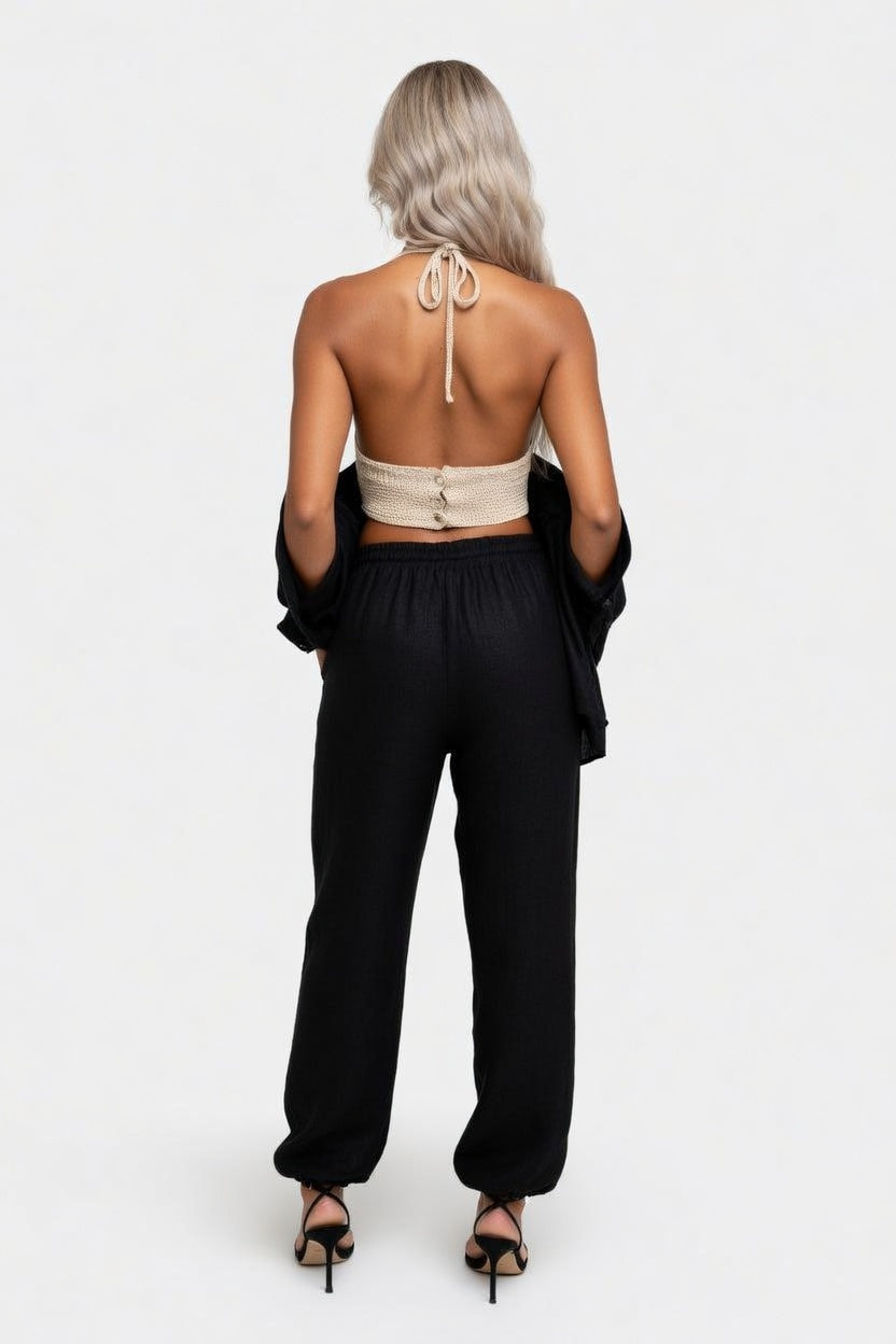 Halter Backless Knit Top — back view