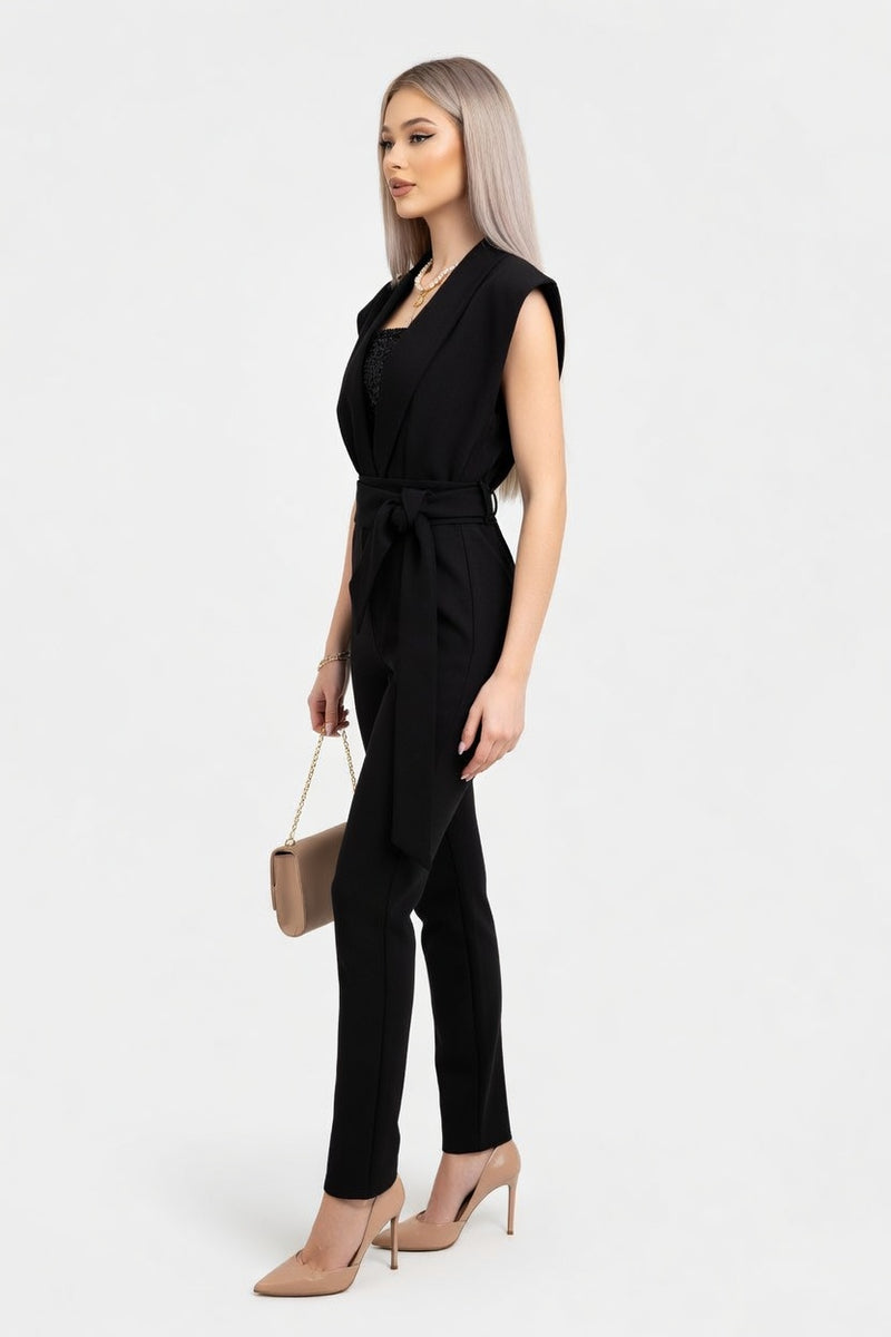 Sequin Belted Jumpsuit — side view