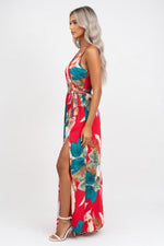 Printed V-Neck Sleeveless Dress — side view
