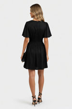 Metallic Ruffle Sleeve Mini Dress — back view