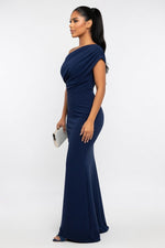 Off-Shoulder Column Maxi Dress — side view