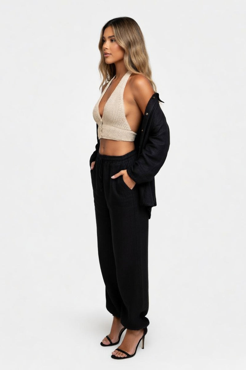Halter Backless Knit Top — side view