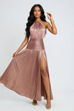 Halter Neck Midi Dress — Pink