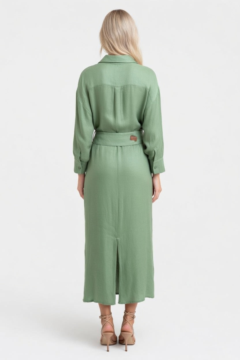 Belted Maxi Dress — back view