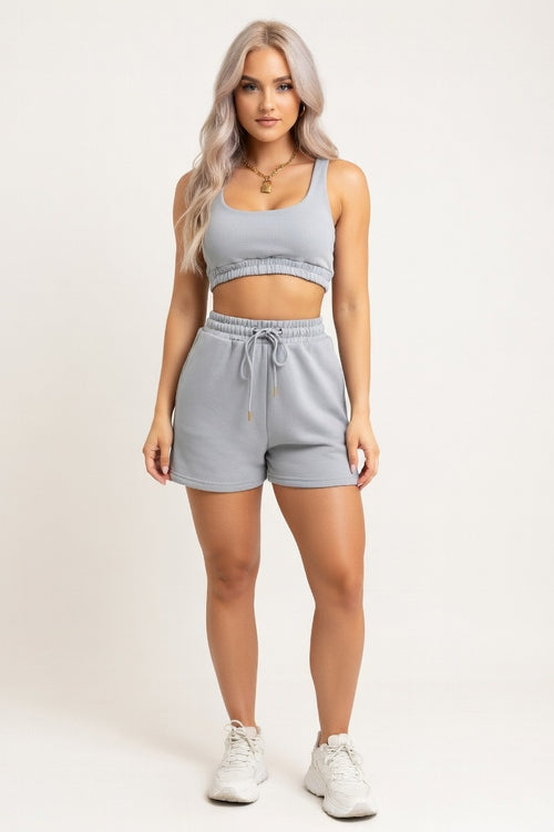 Double Layer Vest & Shorts Co-ord — Grey