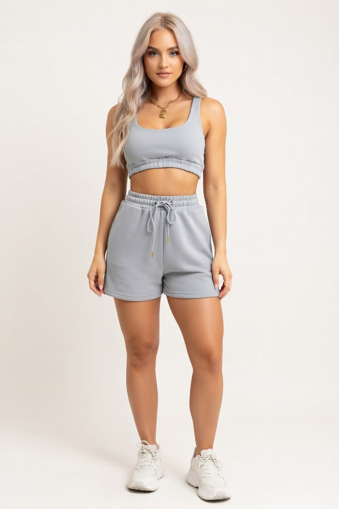 Double Layer Vest & Shorts Co-ord — Grey