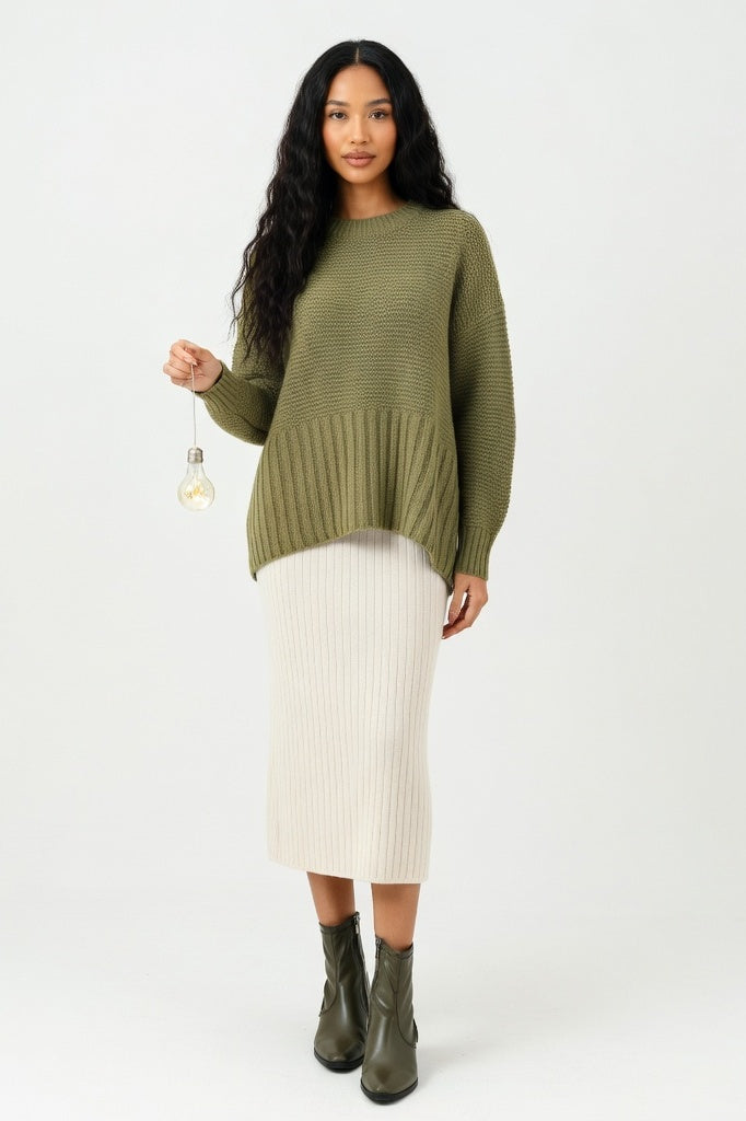 Slit Knit Skirt — Apricot