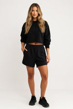 Draped Wide Leg Loungewear Pants — Black