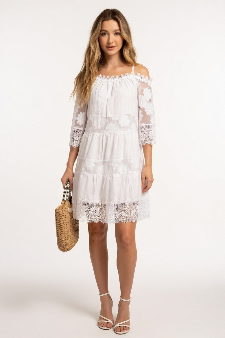 Lace Off-Shoulder Dress — Lavender
