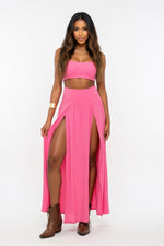 Front Split Maxi Skirt — Pink
