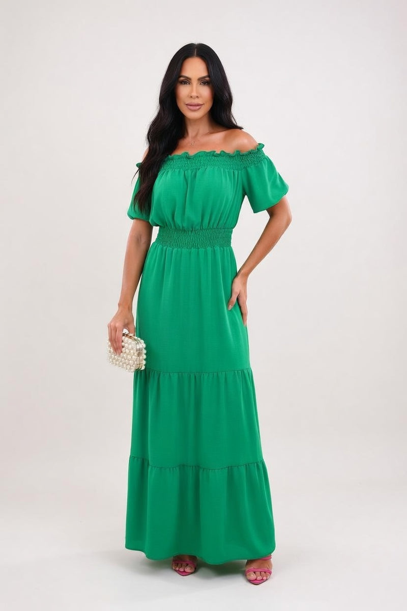 Off-Shoulder Midi Dress — front view