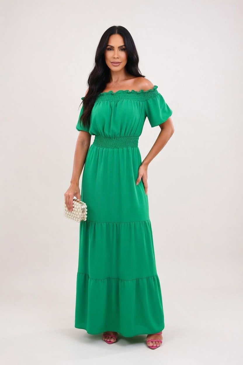Off-Shoulder Midi Dress — front view